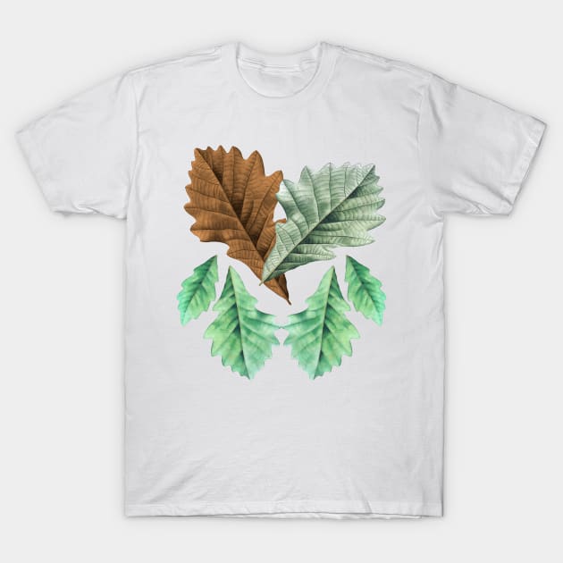 A leaf together with other leaves in an old vintage foliage. T-Shirt by Marccelus